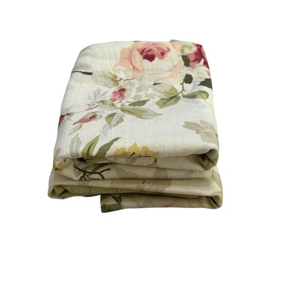 Vintage‎ Floral Queen Pillowcase Sham Green Pink Roses Cottagecore Shabby Set - Picture 9 of 12